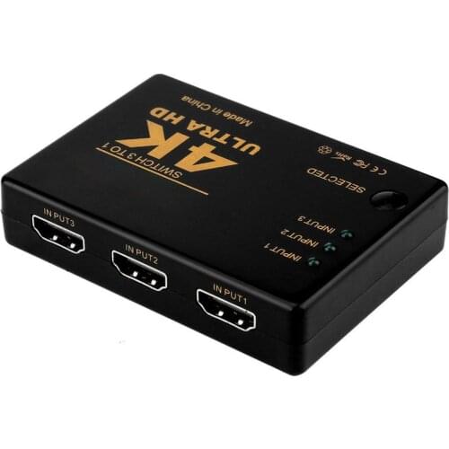 3 Ports HDMI-compatible Switch 4k 3D Selector Splitter Hub with IR Remote Controller for HDTV DVD BOX HDMI-compatible Switcher