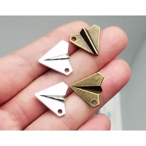 30pcs/lot--18x17mm, Antique silver plated/bronze plated paper airplane plane Charms,DIY supplies,Jewelry accessories
