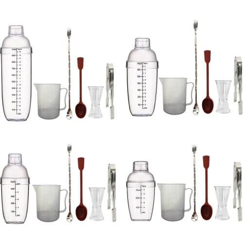 350/500/700/1000cc Shaker Cocktail PC Resin Clear Mixer Drink Bartender Bar Set Martini Tools Kit