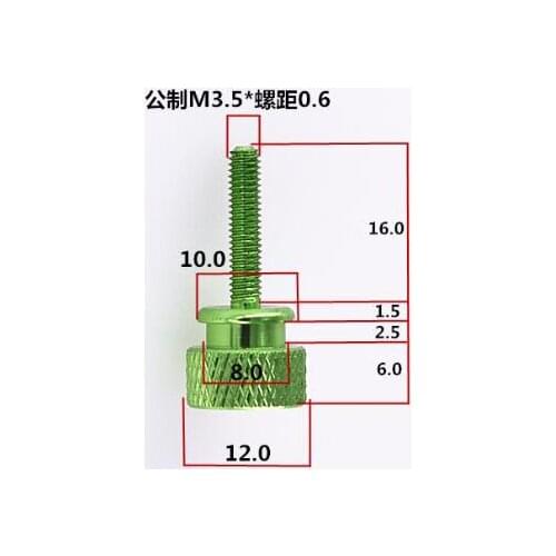 4pcs M3.5 thumb aluminium screws flat head high step pineapple knurled bolt male screw anode oxidation multi-color 16mm length