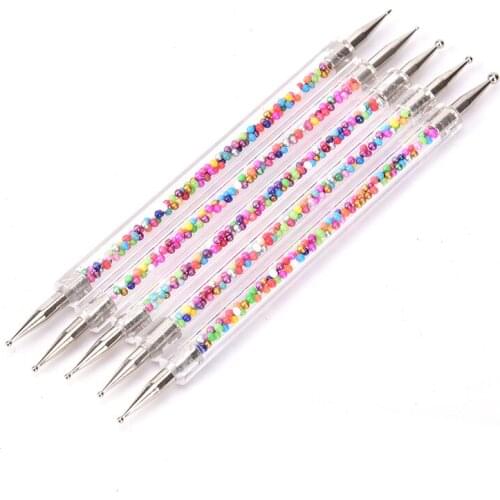 5Pcs Set UV Gel Painting Drawing Nail Art Dot Point Dotting Pen Acrylic Caviar 2 Way Brush Salon Decorations Manicure Tools Hot