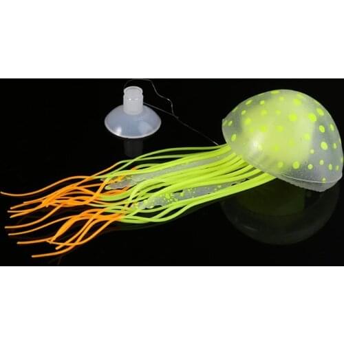 Aquarium Fluorescent Jellyfish Fish Tank Decoration Authentic Simulation Trumpet Goldfish Decor B85C