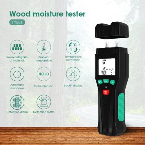 Digital Wood Moisture Meter 7 categories of material moisture detection with LCD Display Backlight Wood Working Tester
