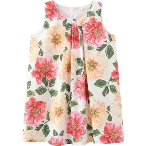 Girls Flower Baby Dress Autumn Short Sleeve Geometric Print Girls Mini Dresses for Kids Floral Dress Fashion Children Clothes