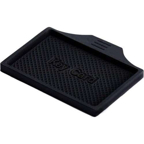 For Tesla Model 3 Y Center Console Anti-Slip Key Card Holder, Black Soft Silicone Mat Center Console Cup Holder Trim