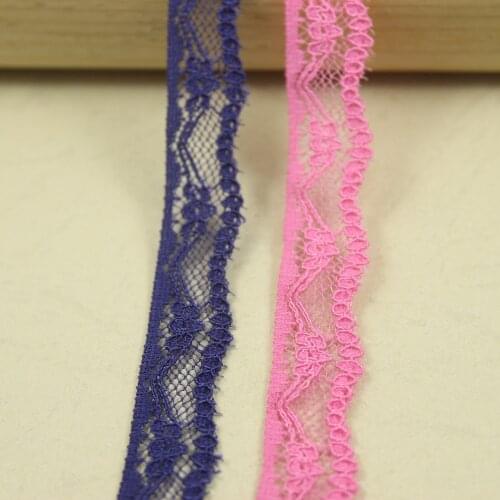 10 yard/lot Elastic Stretch Lace trim 12mm width dark blue& pink sewing/garment/clothes accesories