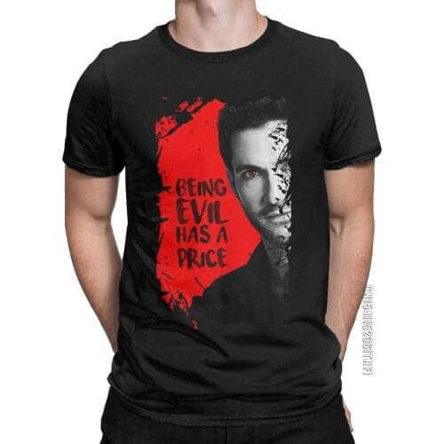 Mens Lucifer Morningstar Devil T Shirt Pure Cotton Clothing Funny Classic Short Sleeve O Neck Tee Shirt Original T-Shirts