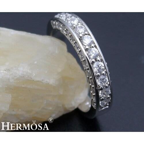Hermosa Wedding Rings White Zircon Engagement Jewelry Bridal Bands Ring Size 7# 8