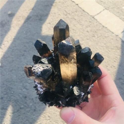 Natural Crystal Cluster Tea color Specimen Mineral Ore Quartz Reiki Healing Stone Raw Crystal Home Decor