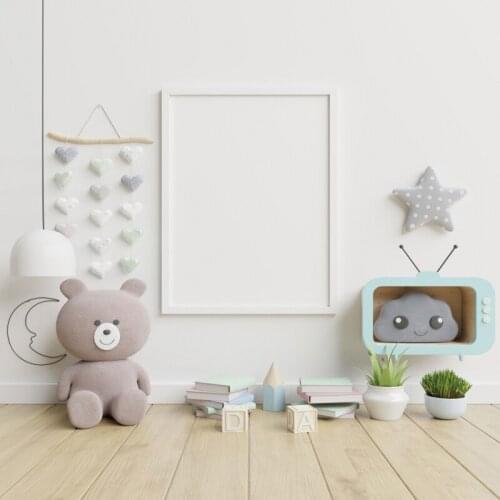 Laeacco Cartoon Teddy Bear TV Studio Room Nursery Room Scene Photography Background Photographic Backdrop For Photo Studio Prop