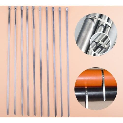 LETAOSK 10pcs Stainless Steel Metal Cable Zip Tie Strap Locking 4.6mm x 300mm