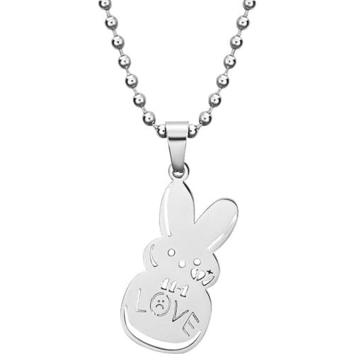 Lil Peep Love Rabbit Pendant Necklace Beads Link Chain Stainless Steel Charming clavicle Jewelry