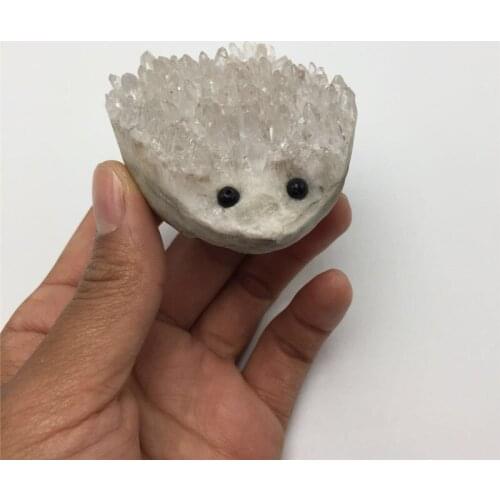 Cute drop shipping Natural clear quartz Crystal gemstone hedgehog reiki healing chakra hand carved rough clear rock crystal gift