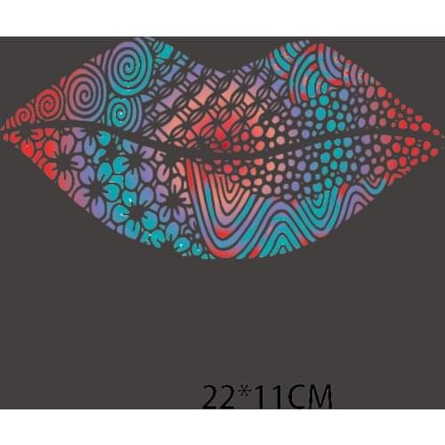 Girl Fashion Lips Clothes Patch Stripes Heat-sensitive Patches Iron on Transfers for Thermo Stickers on Clothes Custom Decal