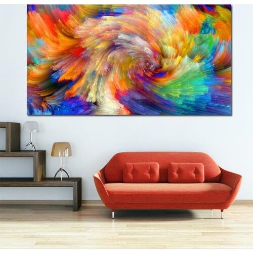 MUTU Rainbow Pattern Colorful Splash Oil Painting On Canvas Wall Painting Picture For Living Room Posters And Prints No Frame