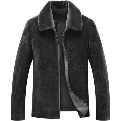 Natural Sheep Shearling Winter Men 100%Wool Fur Warm Plus Size Coat Mens Short Jacket AW9936 MY756