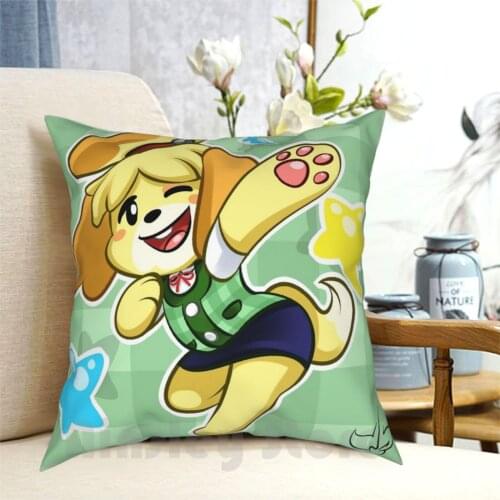 Isabelle Flourish Animal Pillow Case Printed Home Soft DIY Pillow cover Isabelle Shizue Dog Shih Tzu Animal Acnl Doubutsu