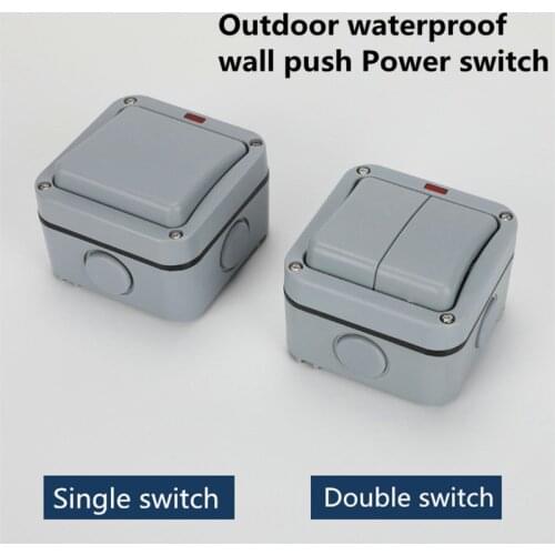 IP66 Outdoor Waterproof Dust-proof Outdoor External Wall Switch 1 Gang Push Button Powe wall Switch socket