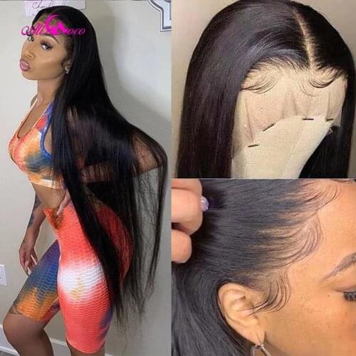 38 40 Inch Straight lace Closure Wigs 13x4 Lace Frontal Human Hair Wig Pre Plucked Peruvian Lace Front Human Hair Wigs For Women