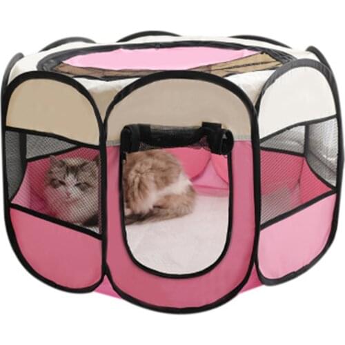 Portable Folding Pet Tent Dog House Octagonal Cage For Cat Tent Playpen Puppy Kennel Easy Operation Fence Indoor Pet Accessories