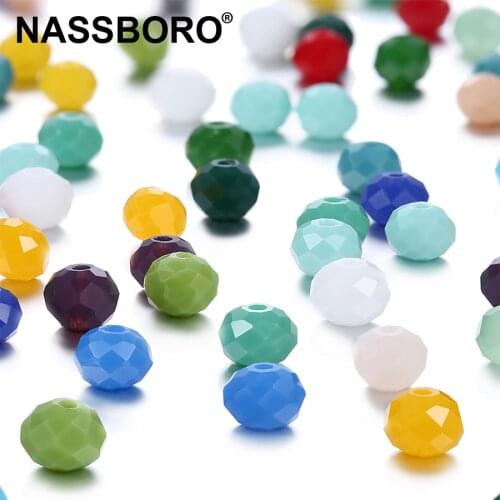 100Pcs 4 6 8 mm Flat Round mitation Ceramic Crystal Beads Faceted Loose Czech Glass Beads for Jewelry Making Spacers Diy Craft