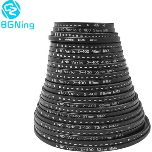 Professional ND2-400 Neutral Density Fader Variable ND filter Adjustable 52/58/62/72/77/82mm for Canon Nikon Sony Pentex Camera