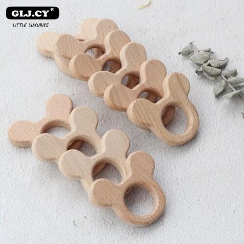 New DIY Wooden Teether Food Grade Natural Beech Pacifier Chain Safety Certification Teething Baby Toy for Newborn