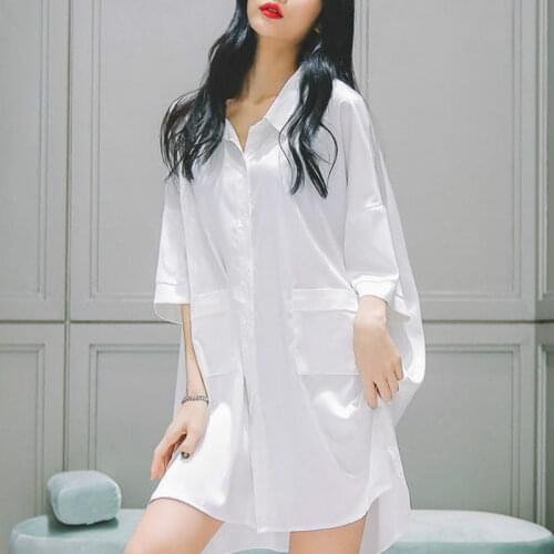 QWEEK Womens Nightgown White Dress Sleepwear Sleeping Shirts Summer Sexy Lingerie Room Wear 2020 Nightshirts Nightgown 2020