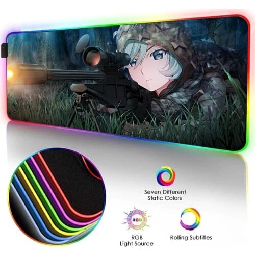RGB MousePad Gamer Black Gamer Accessories Large LED Mouse Pad XXL sniper anime girl gun alfombrilla gaming with Backlit Cs go