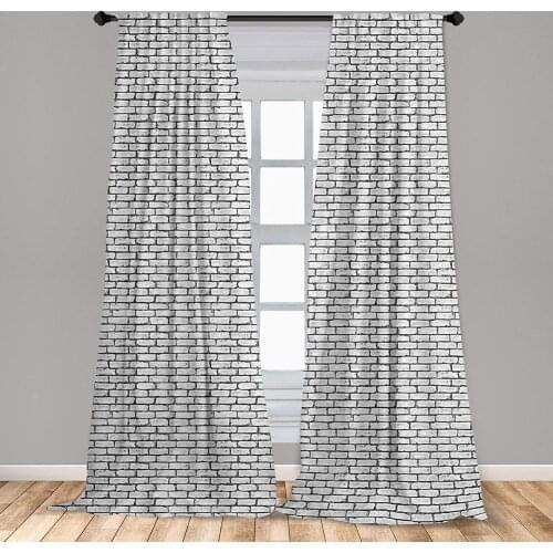 Grey and White Window Curtain Grunge Brick Wall Urban Architecture Building Modern City Life Graphic Lightweight Decorative