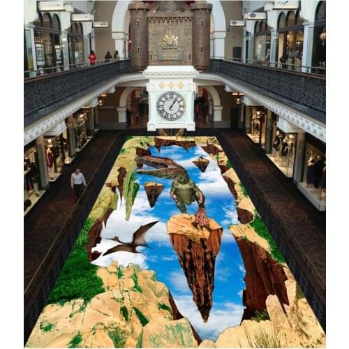 Modern Custom 3D Floor Mural Animal 3D Floor Painting Non-slip Waterproof Self-adhesive PVC Wallpaper