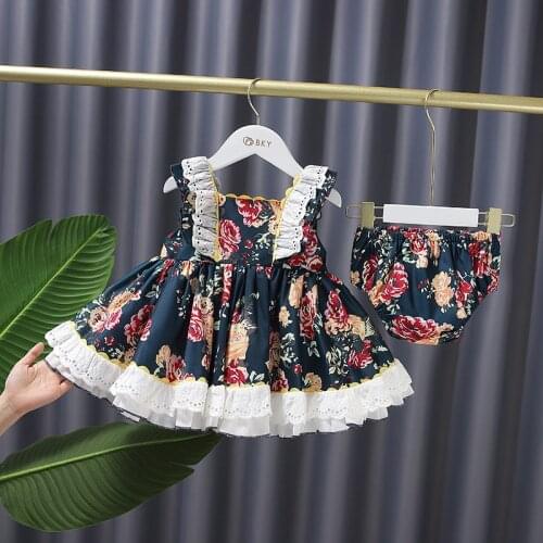 Baby Girl Vintage Floral Dress Children Spanish Lolita Dresses Infant Christening Ball Gowns Little Girls Princess Vestidos