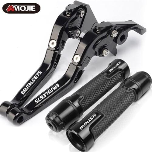 For MV AGUSTA BRUTALE 675 2014 2015 2016 Motorcycle Accessories Extendable Brake Clutch Levers and Handlebar Hand Grips ends