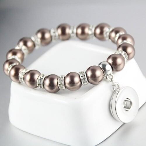 Bohemian 18mm ginger snap button Pearl Beads crystal bracelet carter love bangle Wrist watches for women one direction 9 colors