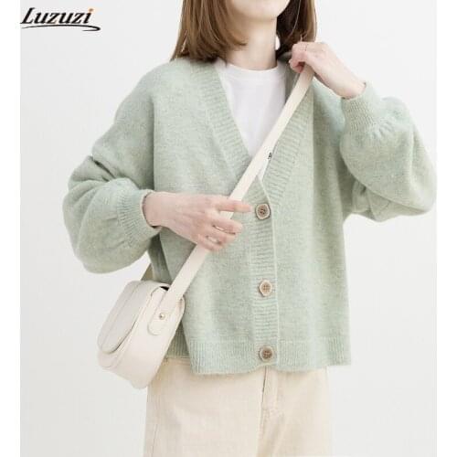 Luzuzi Women Sweater cardigan autumn winter Oversize V neck Knit Cardigans Girls Outwear Tops Suete Mujer Poncho jacket female