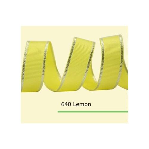 1/4" Grosgrain Ribbon With Silver Edge Lemon Grosgrain Ribbon Christmas Grosgrain Print Ribbon