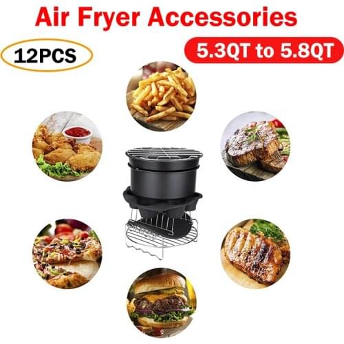 12PCS 8Inch Air Fryer Accessories Electric Deep Fryers Oil Free Health Fryer Baking Supplies Fit all Airfryer 5.3QT to 5.8QT