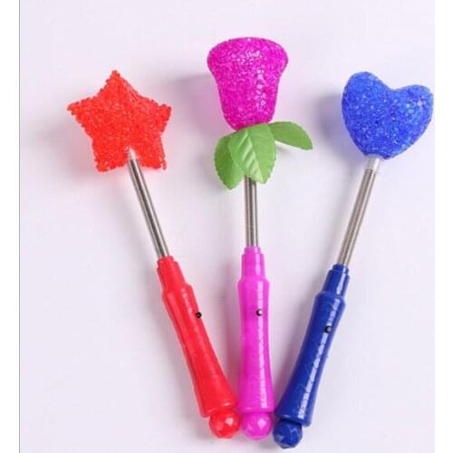 24cm Magic Party Xmas Halloween LED Star Heart Flower Sticks LED Star Wand Flashing Lights Up Glow Sticks For Kids Toy YH973