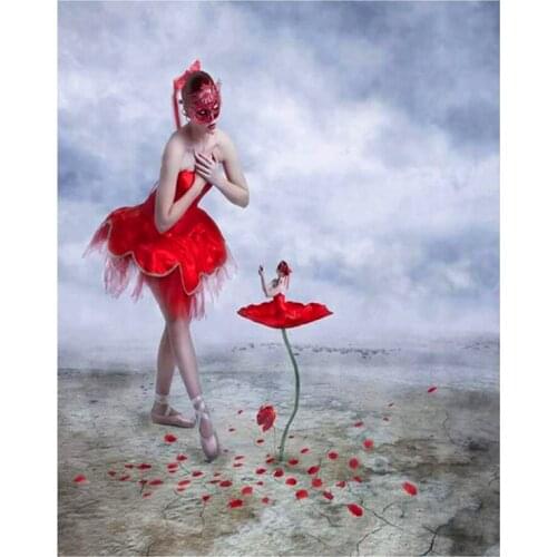 Diamond Painting red Ballet mask Swan Picture Of Rhinestones Diamond mosaic all Diamond Embroidery Full Display red flowers