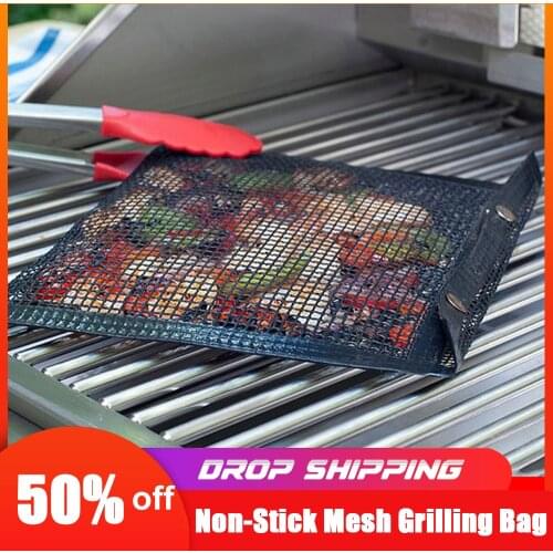Non-Stick Mesh Grilling Bag Outdoor Picnic Grille Barbecue Tool Reusable and Easy to Clean Non-Stick BBQ Bake Bag