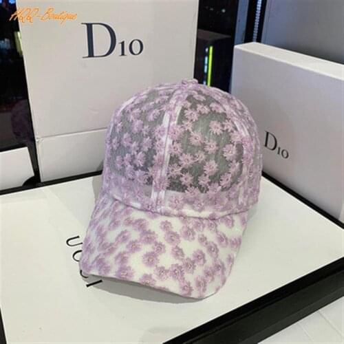 Womens And Girls Baseball Cap Lace Breathable Mesh Floral Hat Gorras Summer Snapback Casquette Caps Sun Beach Bucket Hat
