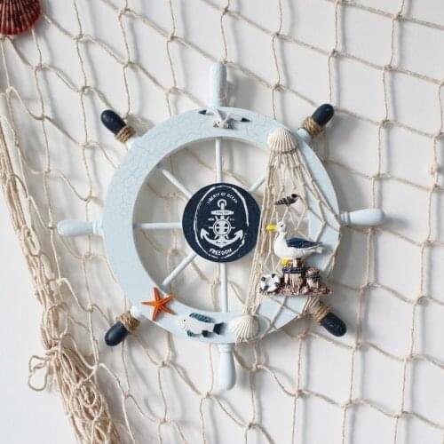 Mediterranean Style Decorative Wooden Rudder Ornaments Wood Craft Home Decor Accessories Boy Room Decoration Miniature Figurines