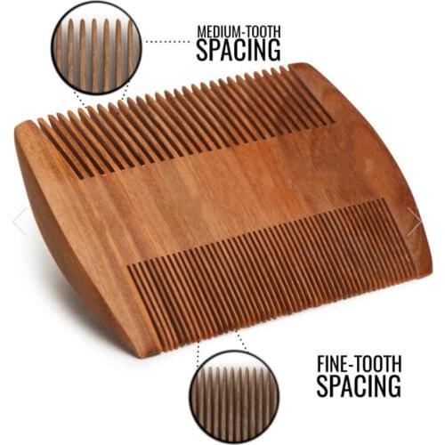 Wooden Beard Comb Fine Coarse Teeth Sandalwood Beard Brush Anti Static Moustache Pocket Comb