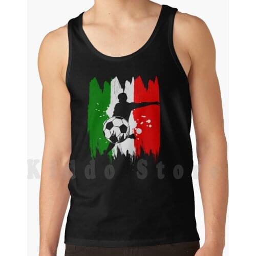 Flag Football Italy Tank Tops Vest 100% Cotton Soccer Footballer Football Team Football Game European Mr Football