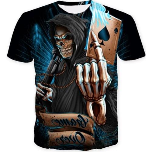 Skull Mens T-Shirts Mens Hip Hop 3D Shirts Horror O-Neck T-shirt Summer Fashion Tops Boys Clothing Large Size Street Clothing