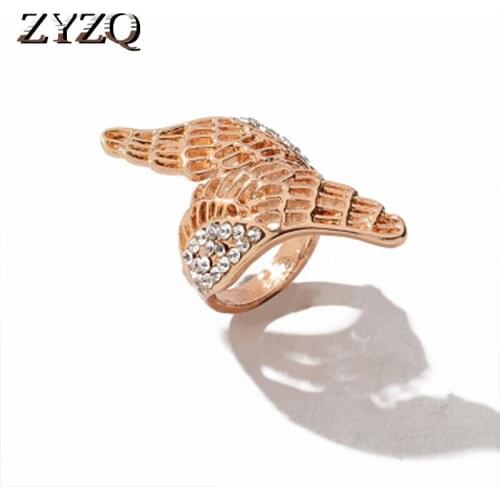 ZYZQ Creative Wing Shaped Adjustable Knuckle Rings For Women Two Color Available With Tiny Stone Setting Wholesale Lots&Bulk