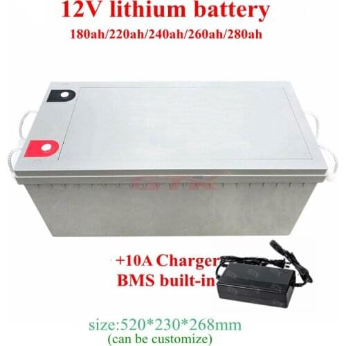 GTK Lithium 180ah 220ah 240ah 260ah 280ah li ion battery with bms for solar panel storage motorhome inverter E boat +10A charger