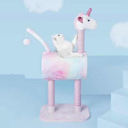 Multifunctional Unicorn Plush Cat Climbing Frame Cat Litter Cat Tree Integration Tongtianzhu Cat Climbing Frame Pet Play Rest
