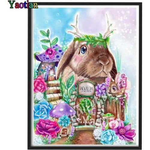 Cartoon Rabbit House Flower 5D Diamond Embroidery Accessories Cross Stitch Sale Diamond Painting Diamond Mosaic Handicraft Gift