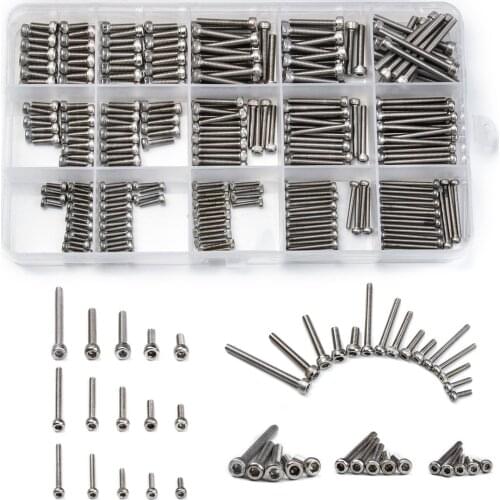 300PCS Assorted set M2 M2.5 M3 Stainless Steel Socket Head Cap Screws Hexagon Hex Round Head Screw Bolt